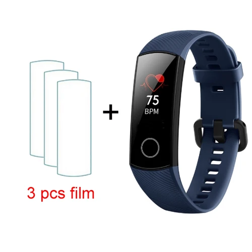 blue with film huawei Honor Band 4 Смарт-часы с сенсорным экраном Спорт 5 АТМ водонепроницаемый Обнаружение монитор сердечного ритма во время сна вызов сообщение шоу - Цвет: blue with film