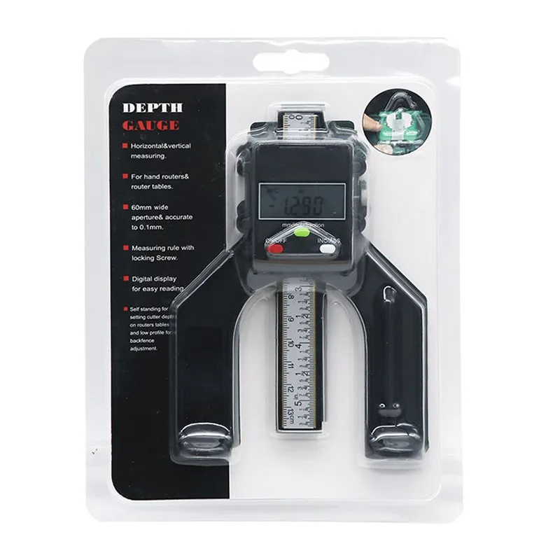 

Digital Height Gauge Table Saw 80mm Depth Gauge with Three Measurement Units Locking Screw for Woodworking Router Table