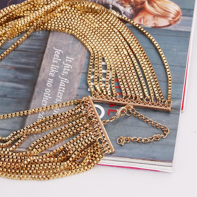 Многослойное золотое ожерелье NIUYITID длинная цепочка в стиле стимпанк винтажные