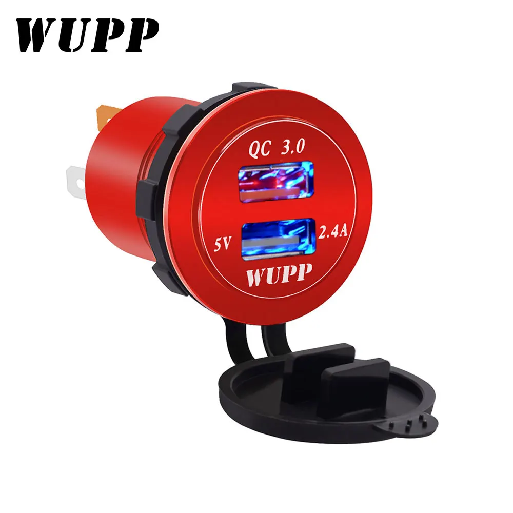 Автомобильное зарядное устройство WUPP 12 В с двумя USB портами и адаптером QC3.0|Кабели