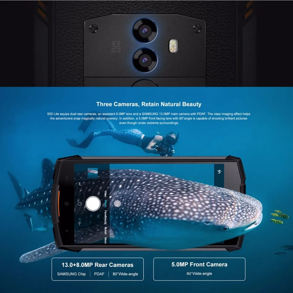 DOOGEE S55 Lite IP68 Водонепроницаемый 5 &quotHD + мобильного телефона Android 8 1 MTK6739 4 ядра 2 GB 16 13MP