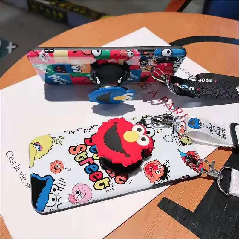 Милый мультяшный Единорог Улица Сезам ремешок чехол для iphone 6 6S 7 8 plus X XS XR Max стенд держатель мягкий IMD телефон couqe