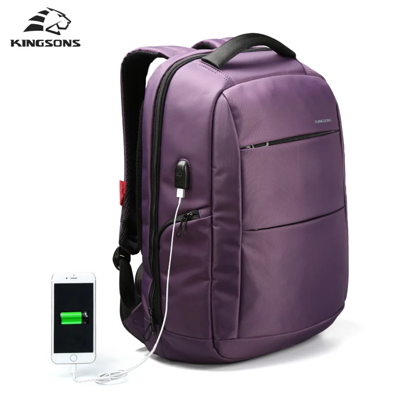 Kingsons KS3142W 15,6 дюймовый Модный женский рюкзак для ноутбука с usb-кабелем для путешествий, школьные сумки, деловой рюкзак для отдыха