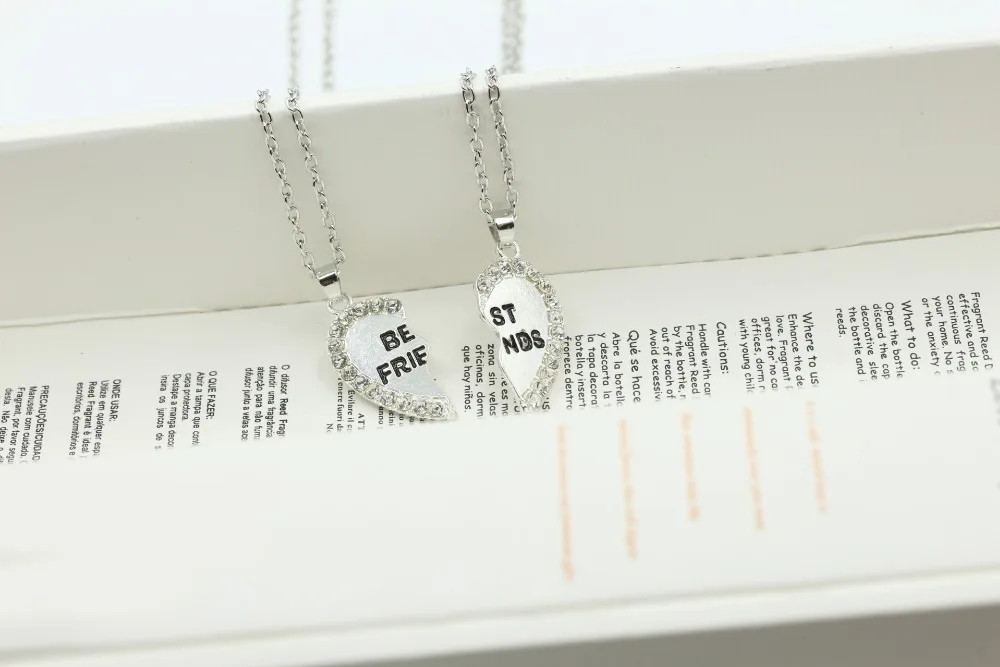 Ожерелье Лучшие друзья 2 части очаровательные сращивания разбитого сердца CZ