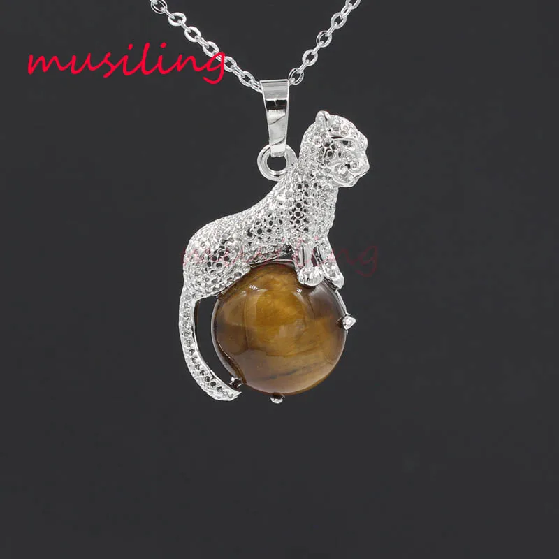 Tigers Eye Леопардовое ожерелье из бисера Подвески рейки маятник натуральный драгоценный камень амулеты исцеляющий амулет чакры Европейская мода мужские ювелирные изделия 1 шт - Окраска металла: Tigers Eye