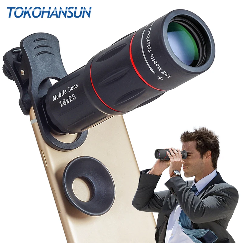 

TOKOHANSUN Universal 18 Monocular Zoom HD Optical Cell Phone Lens Observing Survey 18X telephoto lens with tripod for Smartphone