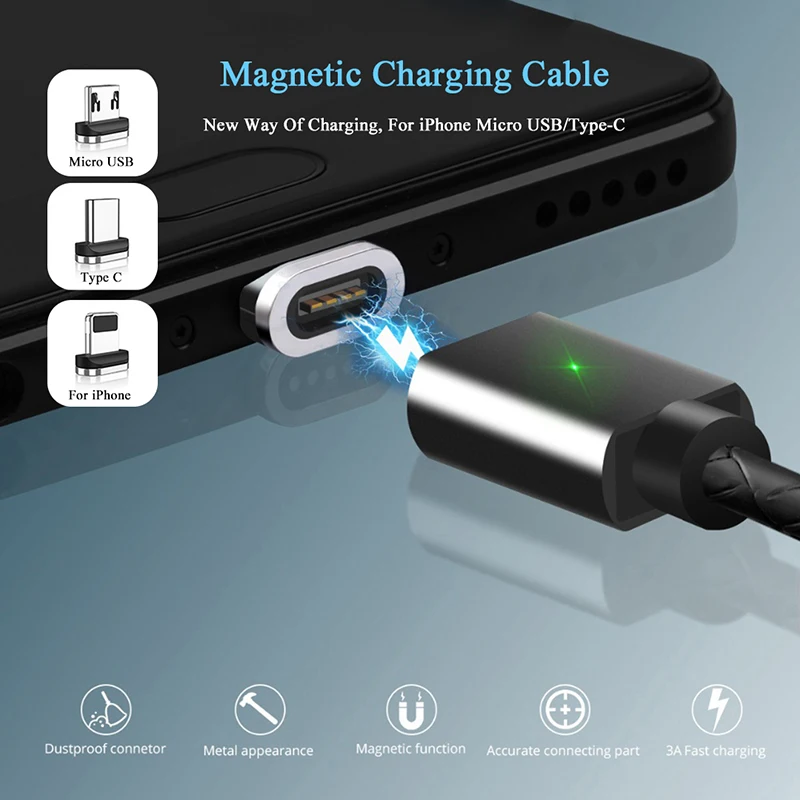 2 м Магнитный usb-кабель мобильный телефон зарядное устройство типа C Micro USB 8 Pin