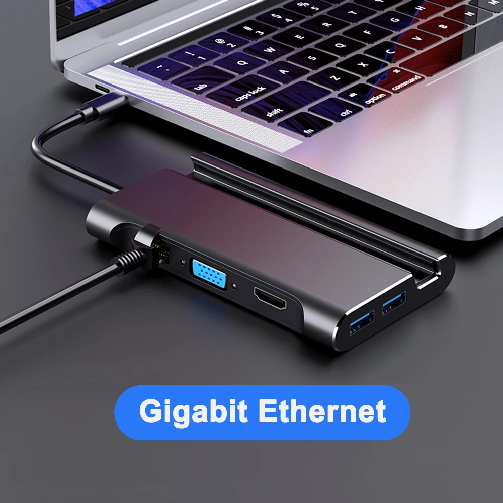 Док станция для ноутбука Thunderbolt 3 адаптер HDMI VGA RJ45 PD с держателем телефона док MacBook
