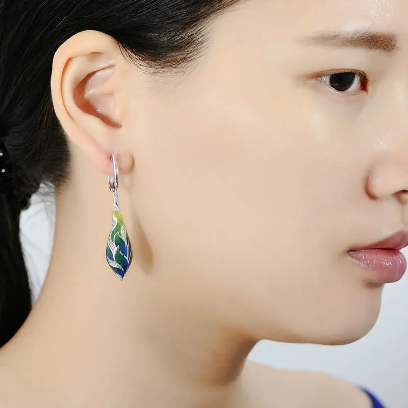 Серьги для Женщин Красочные Эмаль Женщины Белый Кубический Цирконий CZ