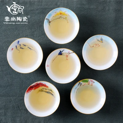 Ручная роспись чайная чашка кунг фу сине белая фарфоровая китайская