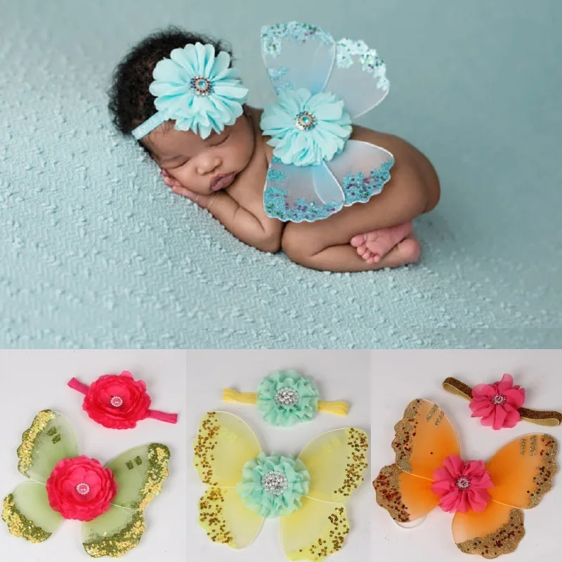 

Baby Girl Hairband Angel Wings Photography Props Newborn Photo Accessories Headwear Butterfly Costumes Hair Band Birthday Gifts