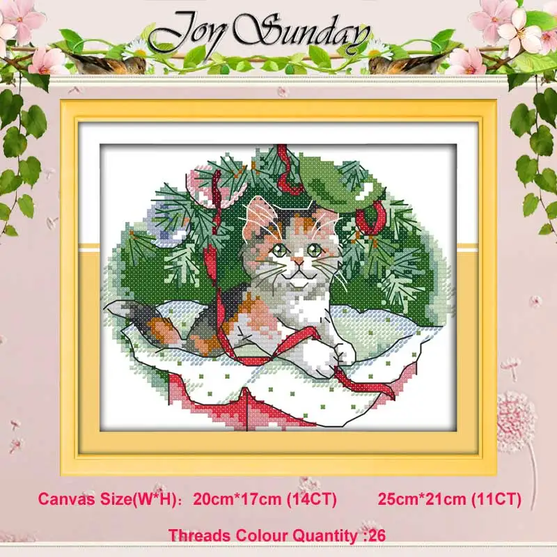 Christmas kitten Рождественский Кот, птица, сова, животные, вышивка крестиком, 11CT, 14CT, Набор для вышивки крестиком,, Набор для вышивания крестиком, вышивка, рукоделие - Цвет: Christmas kitten