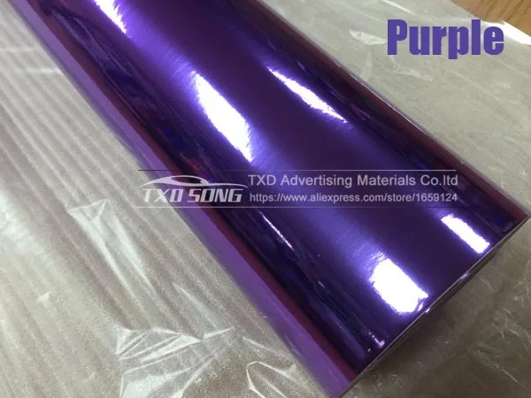 Purple Высококачественная Серебряная хромированная воздушная пузырчатая зеркальный винил самоклеящаяся пленка лист эмблема автомобильный велосипед Крышка корпуса двигателя - Название цвета: Purple