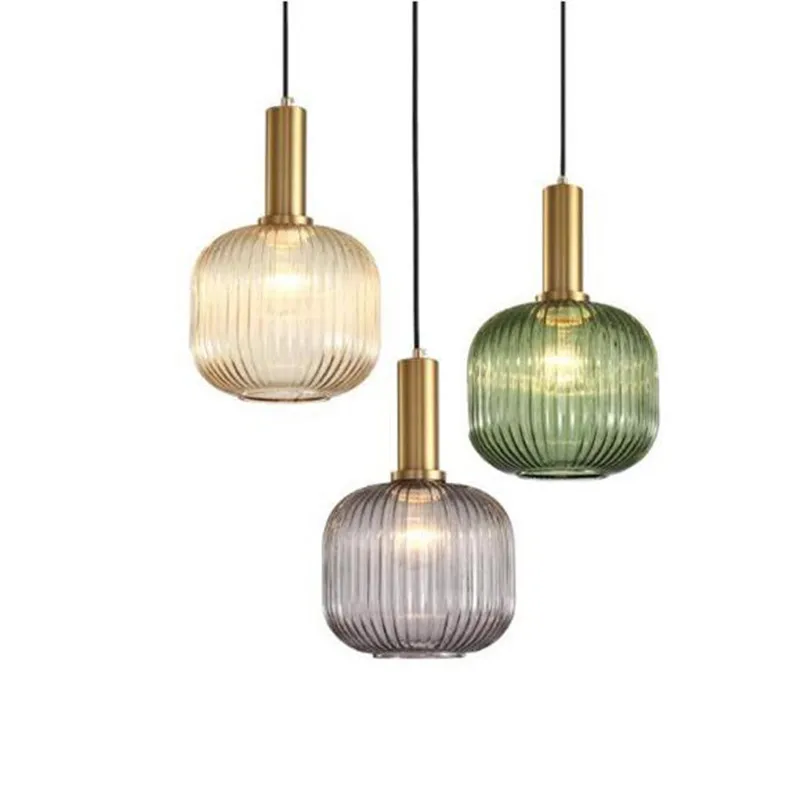Современный скандинавский Лофт зеленый/янтарный/серый стеклянный Железный Led E27