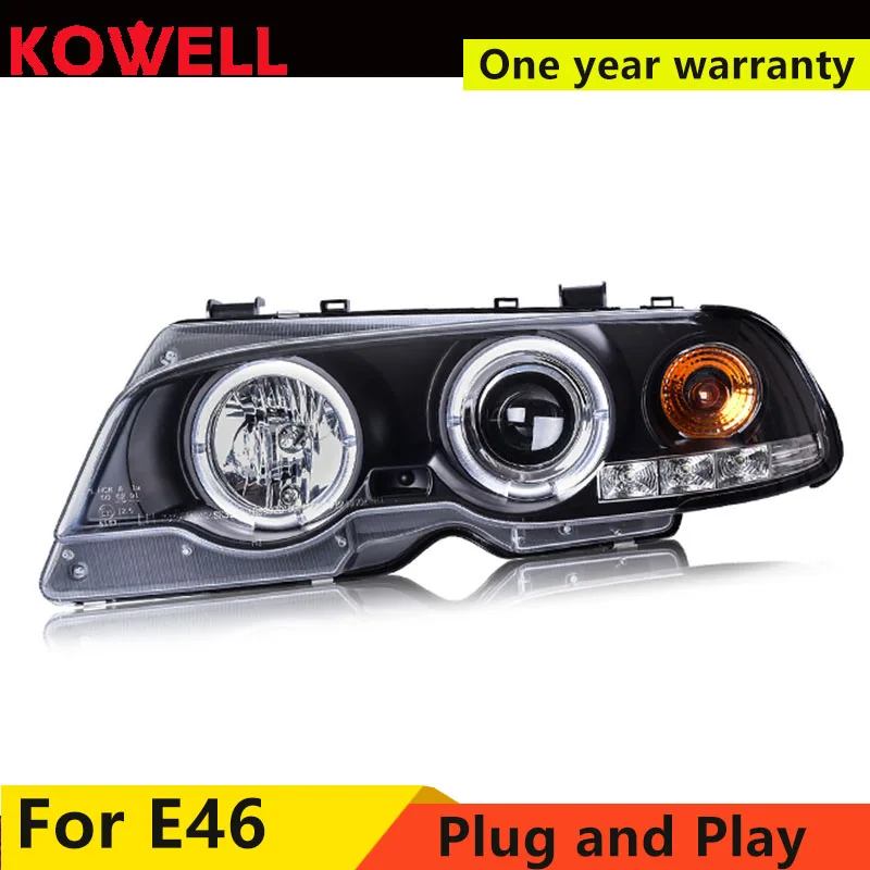 KOWELL автомобильный Стайлинг для BMW E46 фары 1998 2002 320 328 светодиодный DRL H7 HID Ангел глаз