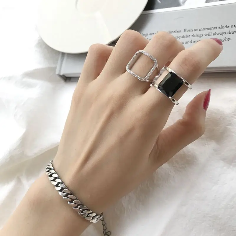 Silvology 925 пробы серебряные квадратные циркониевые кольца ажурные креативные Роскошные минималистичные кольца для женщин элегантные ювелирные изделия