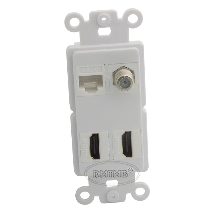 Внутренняя настенная панель 2 порта HDMI 1 порт CAT6 RJ45 F head TV с keystone style и поддержкой DIY |
