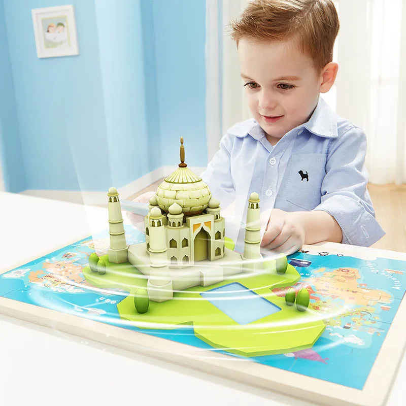 TOPBRIGHT AR карта мира головоломка дерево 3D дети От 2 до 6 лет Детские игрушки развивающие игрушки|Пазлы| |