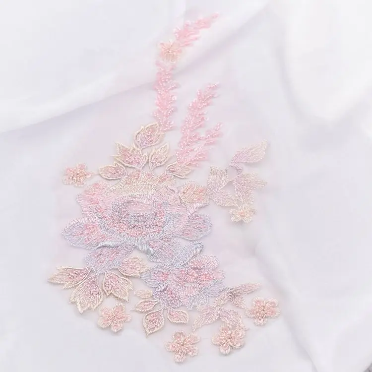Трехмерная вышитая бисером кружевная Цветочная нашивка для вечернего платья
