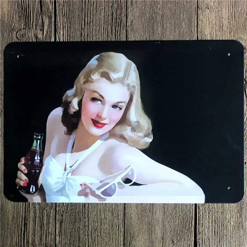 Американский Ретро плакат Pin Up Girl оловянные знаки украшение табличка Металл Винтаж кафе клуб бар настенный декоративный домашний декор 20x30 см - Цвет: 81189