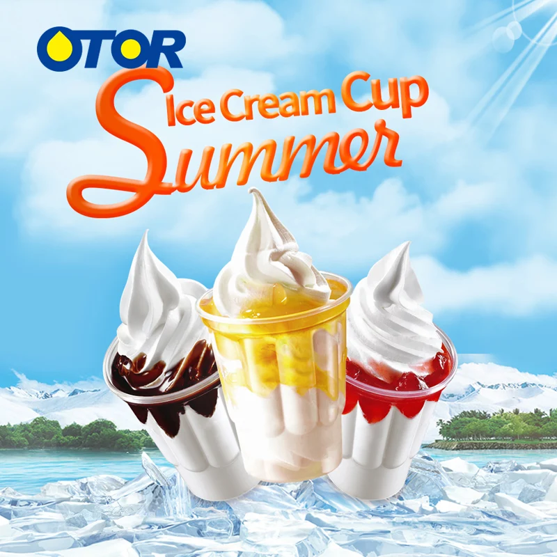 OTOR оптовая продажа мороженое Smoothie Milkshake йогурт одноразовые пластиковые чашки с