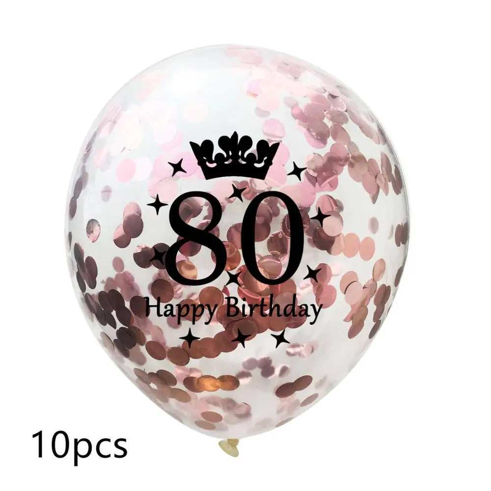 10pcs 10 шт 12 дюймов прозрачные блесток баллоны 16/18/21/30/40/50/60/70/80/90 лет конфетти воздушные шары для дня рождения вечерние украшения - Цвет: 10pcs