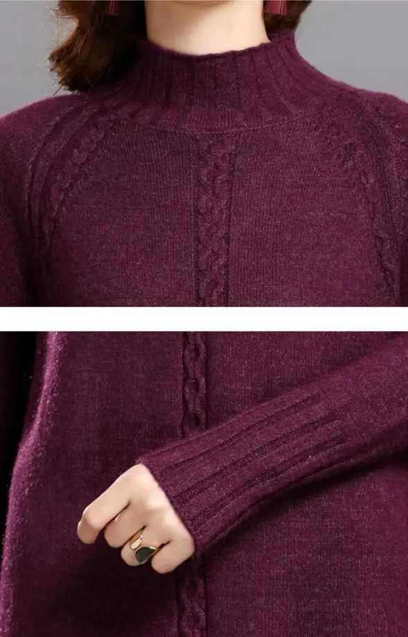 Женский свитер с воротником-стойкой однотонный вязаный пуловер завязками на