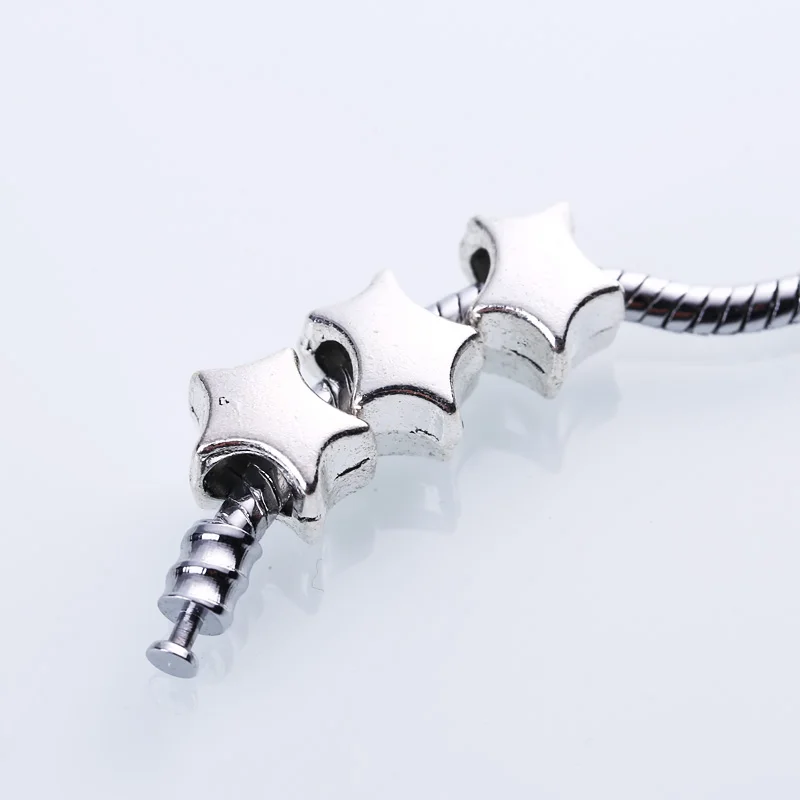 Звезда с серебристым покрытием Подвески бусины для Pandora Diy металлические
