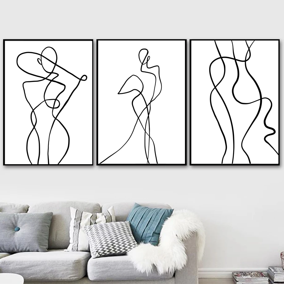 

Abstract Woman Body Line Nordic Posters And Print Wall Art Canvas Painting Wall Pictures For Living Room Scandinavian Home Decor