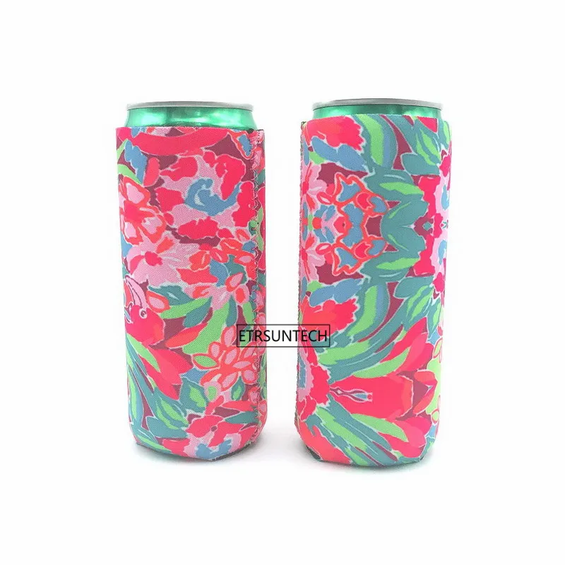 12 шт. милый тонкий охладитель неопреновый цветочный Koozie Для 12 унций Тощий напиток красный бык Michelob ультра пиво шипами Seltzer