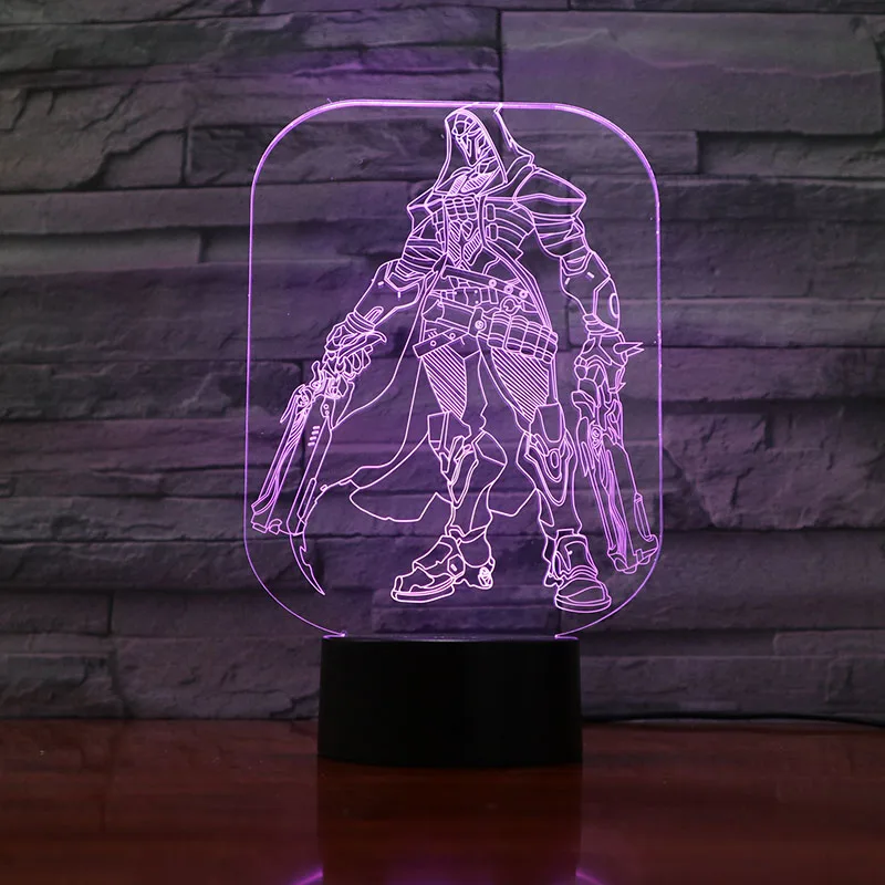 Reaper 2 Светодиодный ночник для детей игра Overwatch Hero Reinhardt Wilhelm фигурка подарок для украшения для детской комнаты стол 3d лампа спальня - Испускаемый цвет: Reaper 2