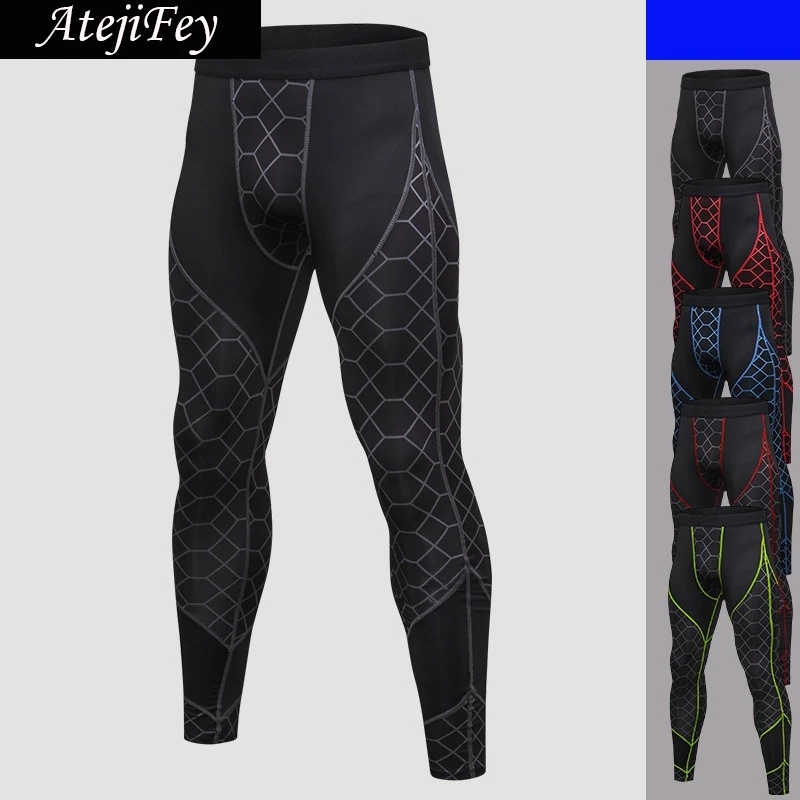 AtejiFey новые мужские сетчатые компрессионные штаны для бега и йоги одежда фитнеса
