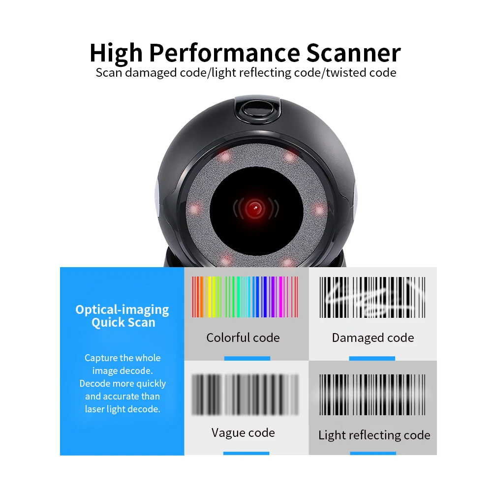 Проводной сканер штрих кода USB Универсальное сканирование Hands free qr код 1D и 2D