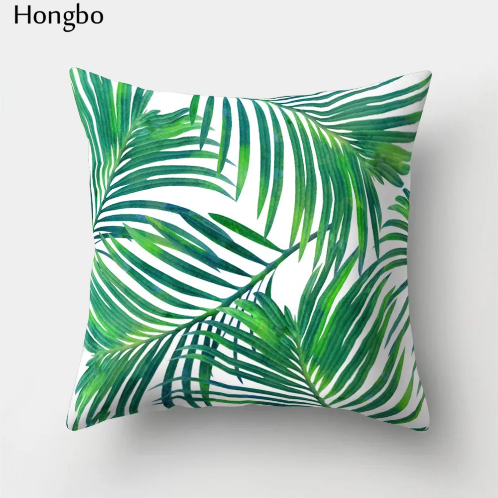 Hongbo 1 шт. чехол для подушки рождественские украшения для дома тропический лес зеленые листья Подушка с изображением кактуса чехлы