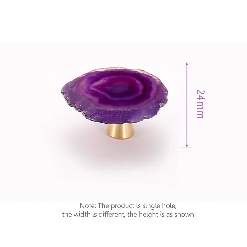 Purple Стильные дверные ручки и ручки для кухонного шкафа Средиземноморский камень агат сердолик мебельные ручки ящики тянет Аппаратные средства - Цвет: Purple