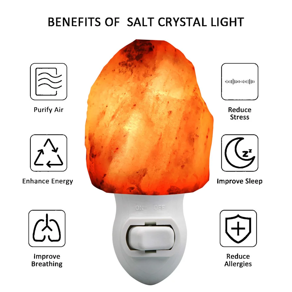OYGROUP Salt Lamp Night Light Cylinder Natural Air Purifier Rock Rotatable For Aisle Bedroom Bedside Home #OY17NL | Лампы и освещение
