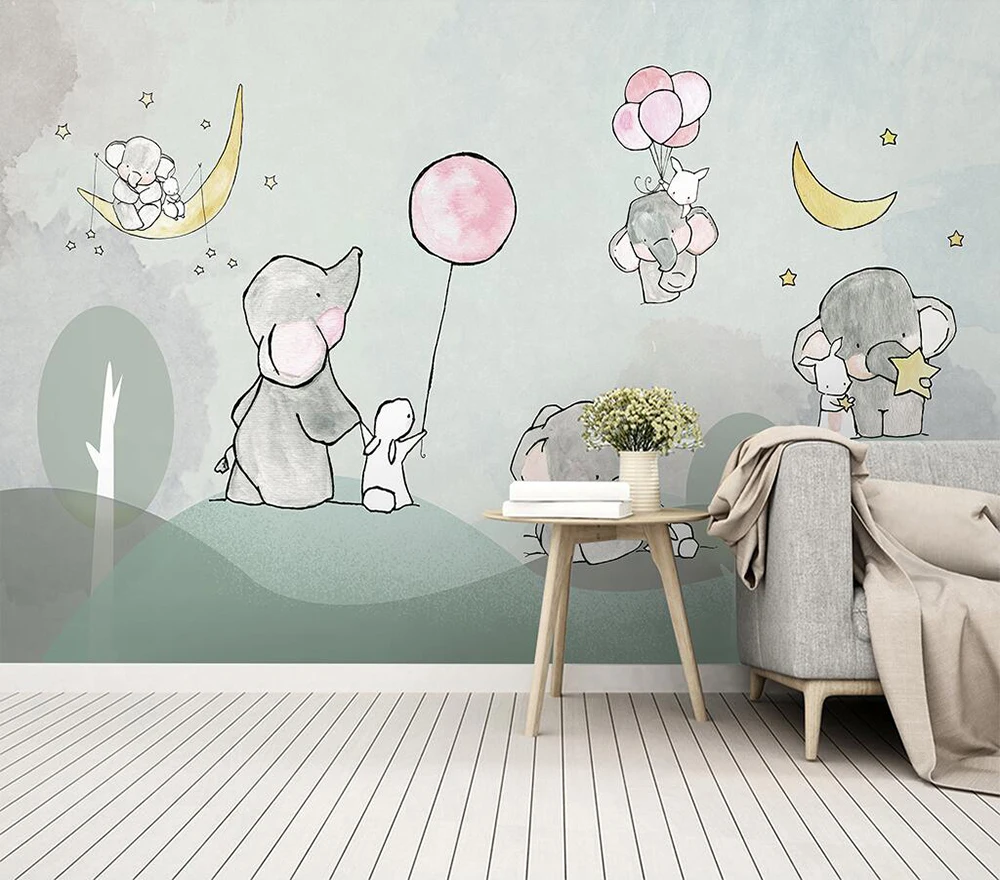 Decorative wallpaper Cartoon balloon animal children's room background wall | Обустройство дома