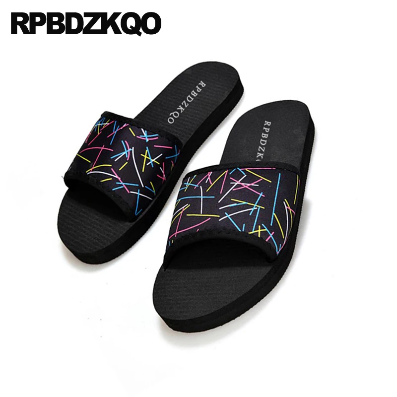 Сандалии мужские сетчатые в полоску шлепанцы на платформе пляжные без застежки