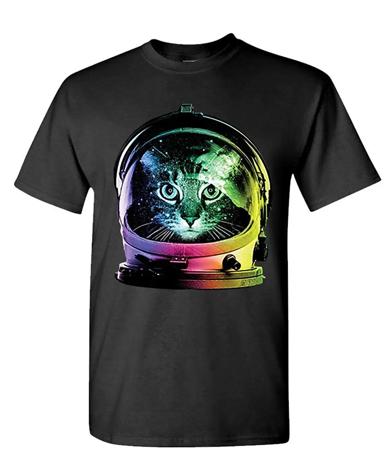 -Неоновый Space CAT-Kitty астронавт котенок-Мужская хлопковая футболка | Мужская одежда