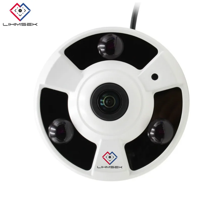 Lihmsek ONVIF POE IP рыбий глаз камера 1920*1080P Внутренняя видеонаблюдения с 3pcs IR Array LEDs 130 180
