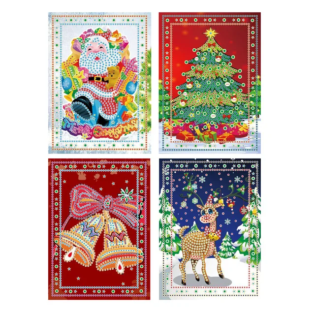 

DIY 5D Diamond Painting Cartoon Santa Claus Merry Christmas Greeting Cards Full Round Greeting Card Xmas Home Decoration