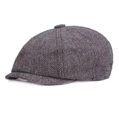 Peaky Blinders, мужские береты, шапка, осень, новая, винтажная, с узором в елочку, восьмиугольная шапка Wo, мужская, повседневная, тыква, шапка в стиле Гэтсби, плоская, берет, шапки - Цвет: light gray