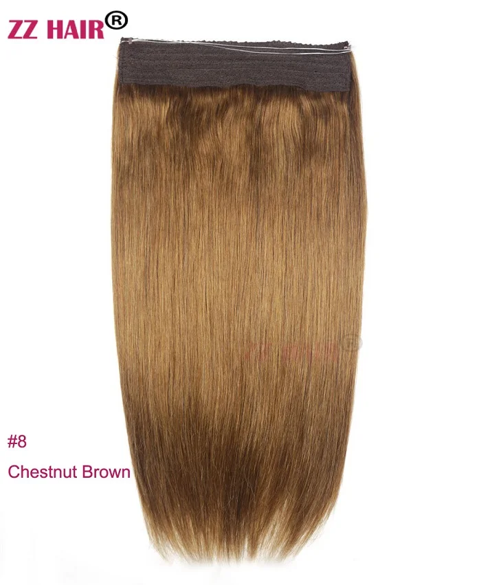ZZHAIR 80 г-200 г 1"-26" машинное производство, remy hair Halo Hair, накладные человеческие волосы, комплект из одного предмета, не заколки, рыбья линия волос