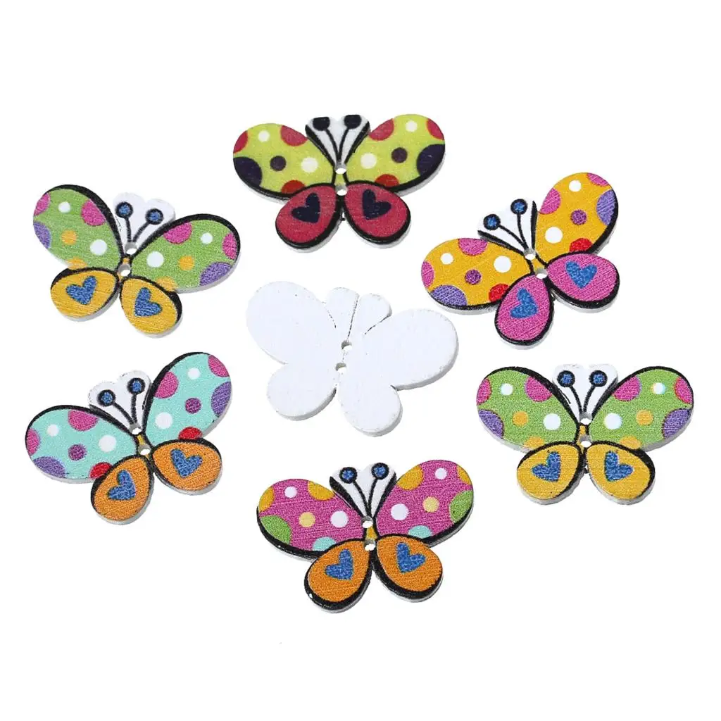 Деревянная швейная Кнопка Скрапбукинг бабочка наугад 2 отверстия 30 мм шт. (1 1/8 &quot)