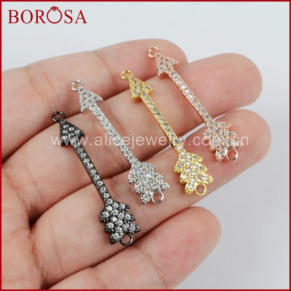 Коннектор для браслета BOROSA ручной работы двойные Подвески с белыми цирконами DIY