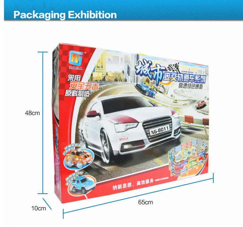 

2016 Educational children toys four-layer 16 meter long electric two cars light music rail car toy track roller coaster toy