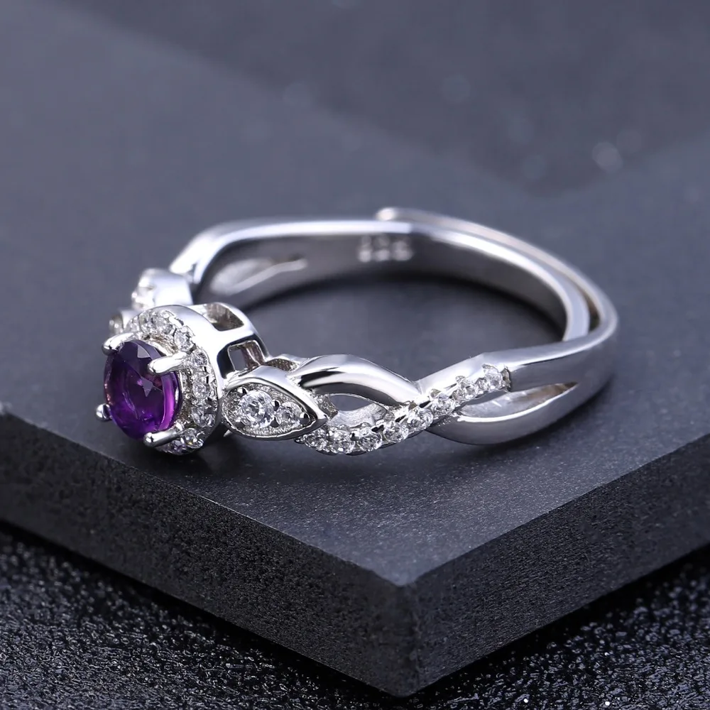 Женские регулируемые кольца gemb's BALLET из серебра 925 пробы с натуральным аметистом
