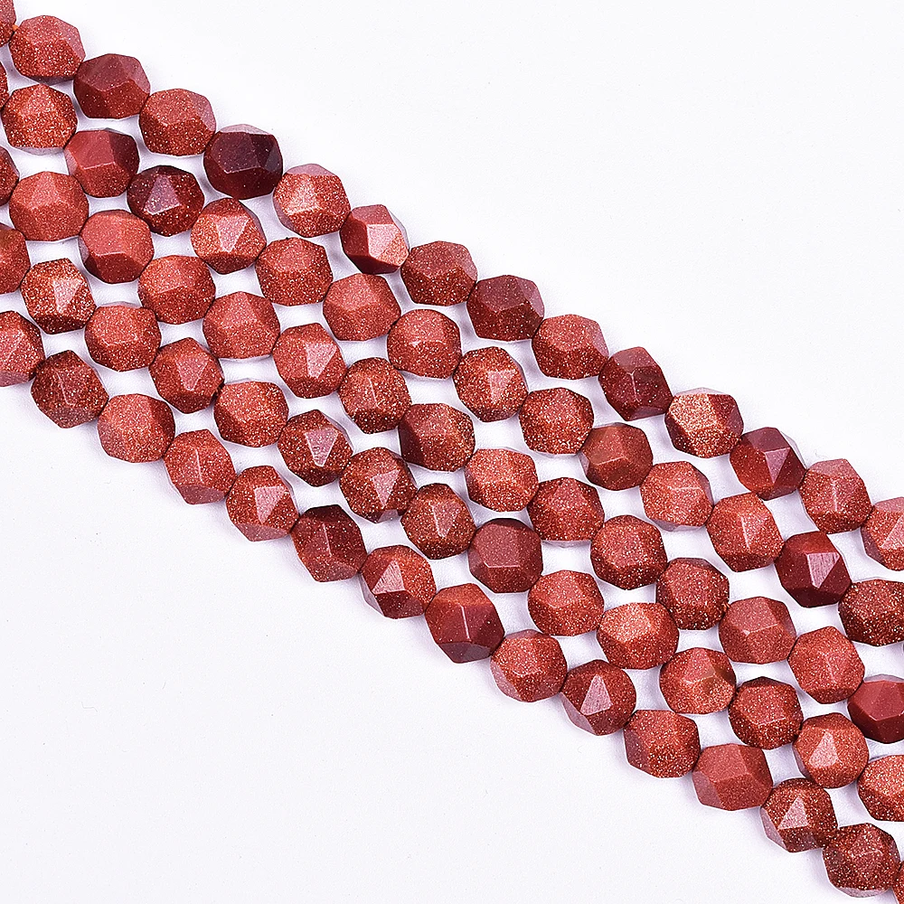 Натуральный граненый камень из золотого песка незакрепленные бусины 38 см нить 6 8