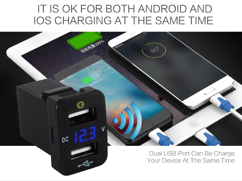 Самые модные 4.2A Dual USB Автомобильное зарядное устройство вольтметр 12 в разъем USB адаптер зарядное устройство s Быстрый двойной порт USB Автомобильное зарядное устройство для Toyota