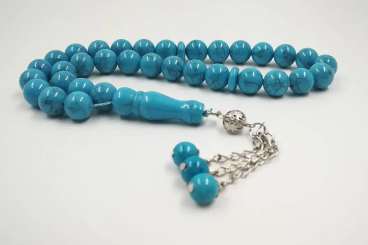 Мужские Misbaha Turquoises Tasbih мусульманские молитвенные бусины 33 бусины из камня четки